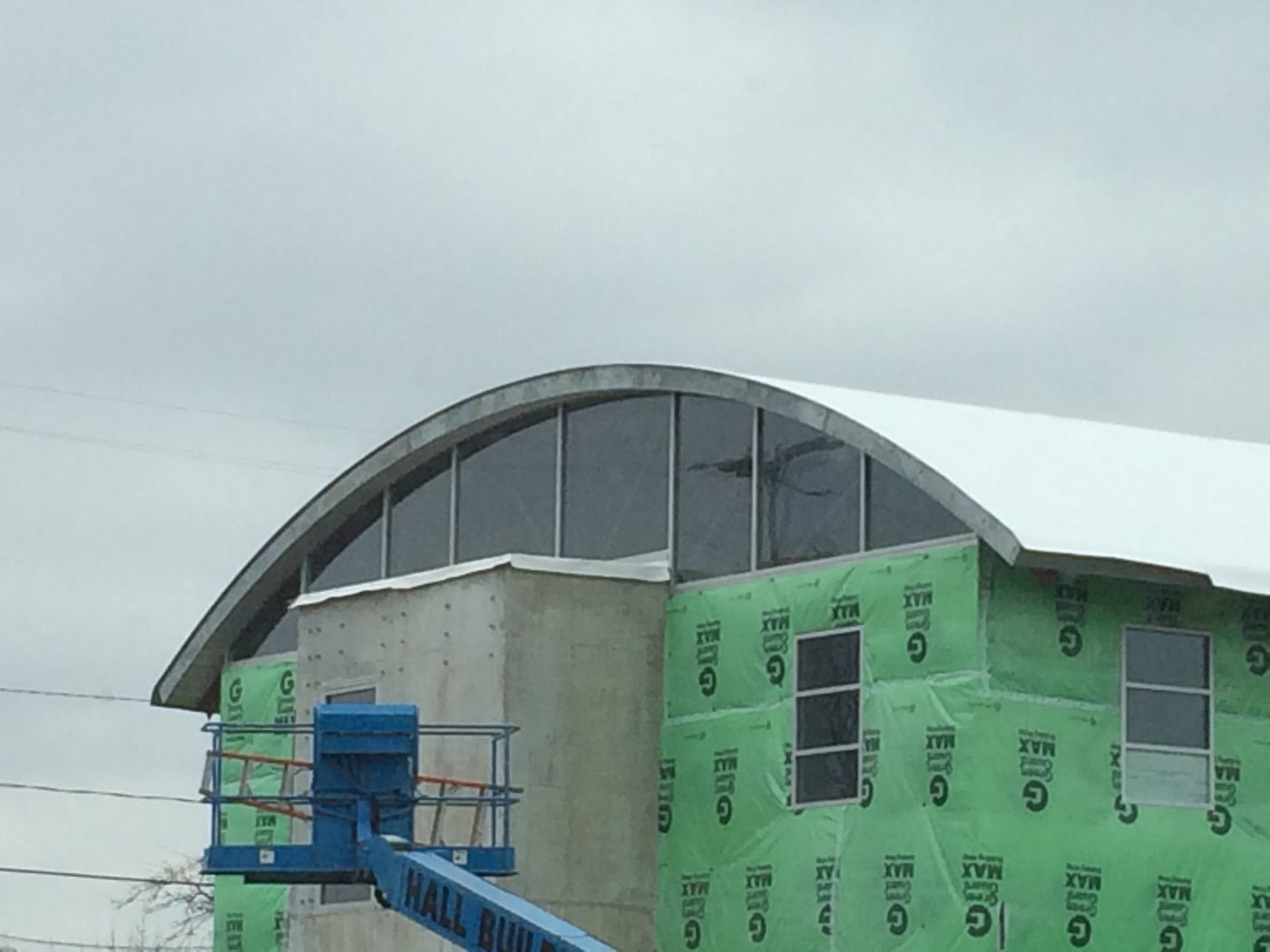 Norbridge Building, close-up of the arched clerestory windows during construction