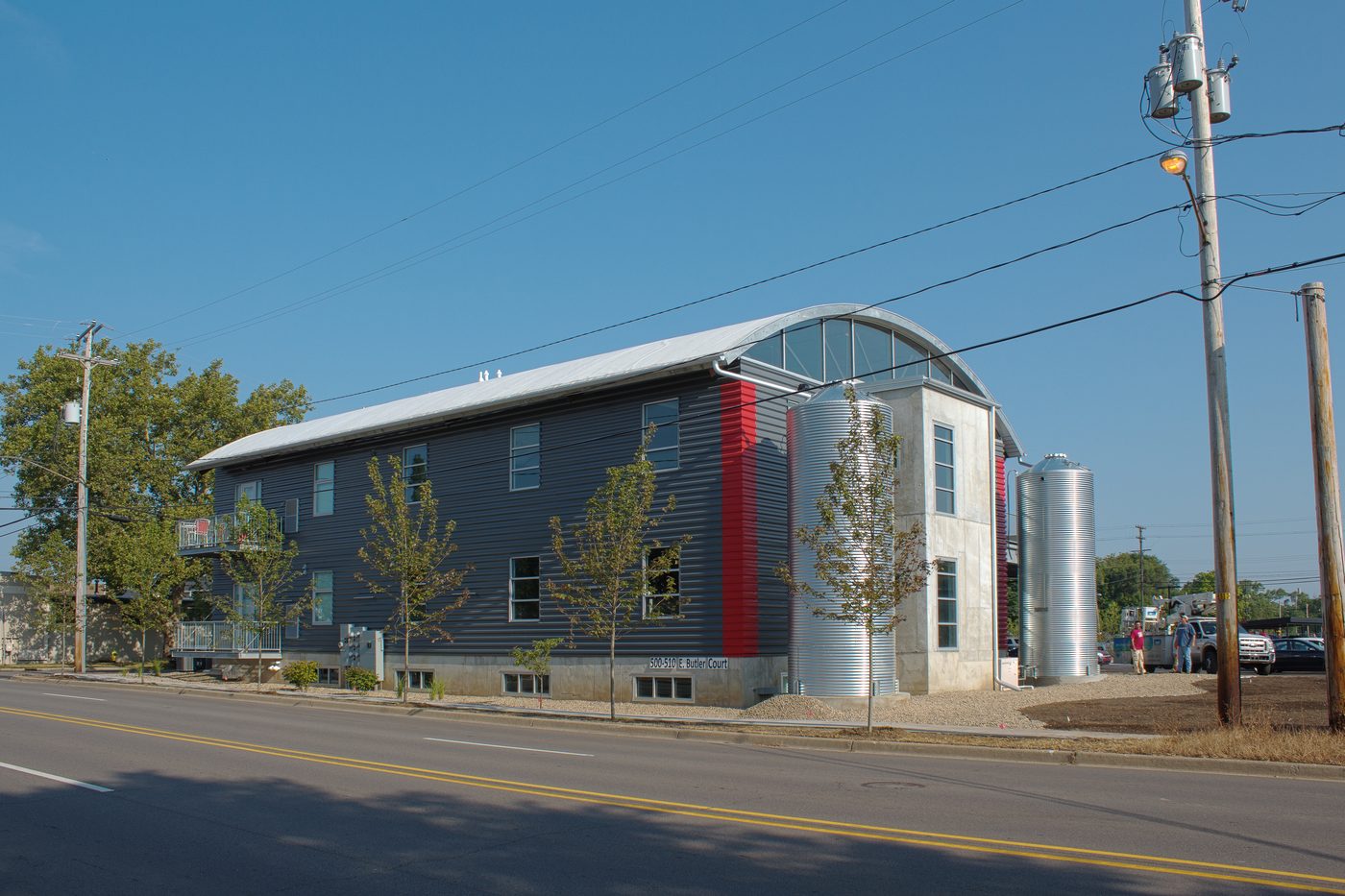 Norbridge Building, completed exterior with arched roof