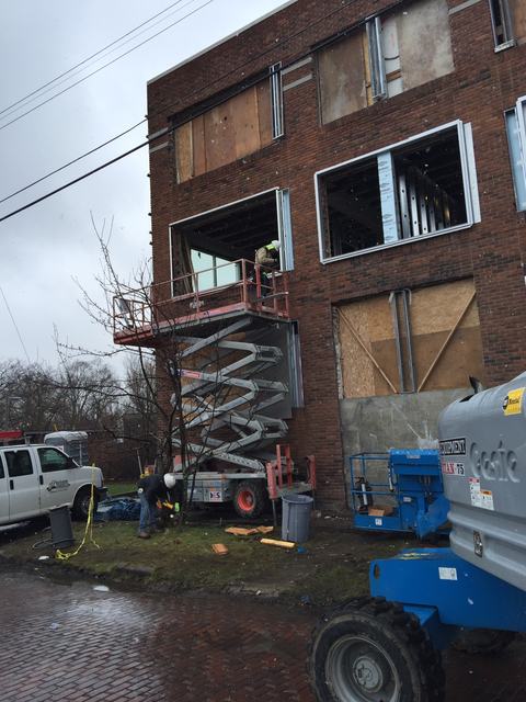 Walbridge Common, exterior facade during construction